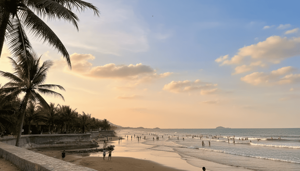 Bãi biển Hải Tiến, Thanh Hóa ít đông đúc hơn so với Sầm Sơn